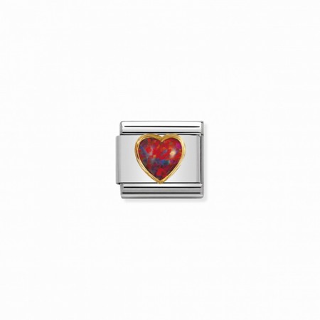 Nomination Gold Red Opal Stone Heart Composable Charm