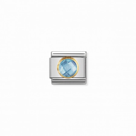 Nomination Gold Round Light Blue CZ Stone Composable Charm