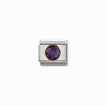 Nomination Gold Round Purple CZ Stone Composable Charm