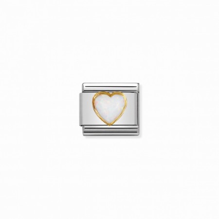 Nomination Gold White Opal Stone Heart Composable Charm