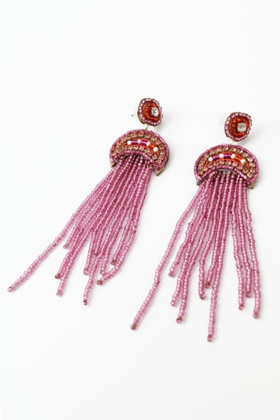 My Doris Beaded Pink Jellyfish Drop Earrings