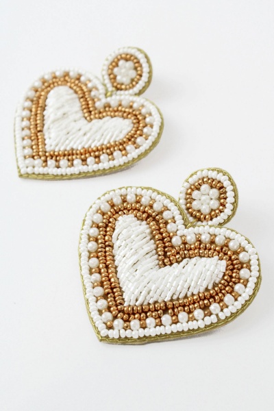 My Doris White & Gold Heart Earrings