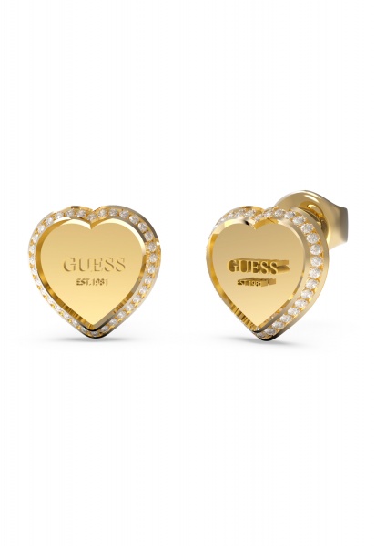 Guess Fine Heart Gold Heart Stud Earrings UBE01427YG