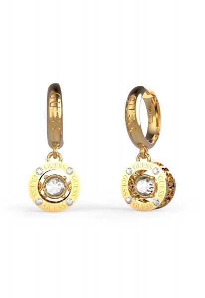 Guess Solitaire Gold Huggie Hoop Earrings - UBE01463YG
