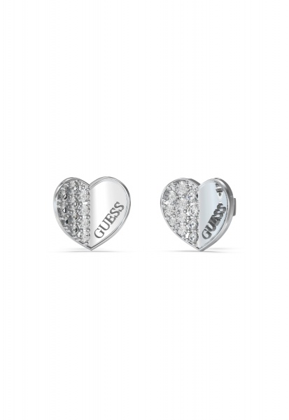 Guess Lovely Guess Silver Heart Stud Earrings - UBE03038RH