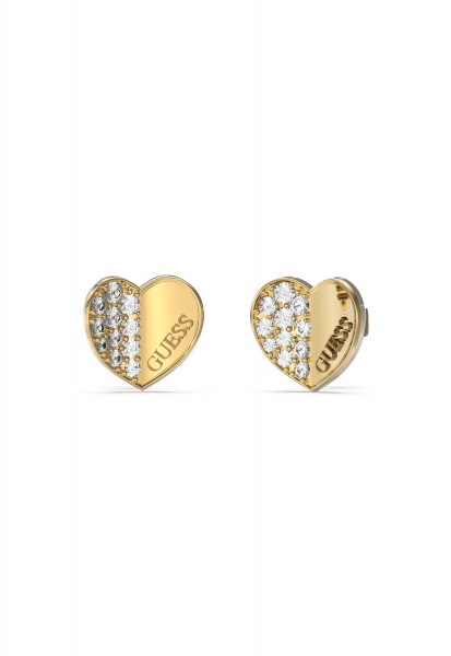 Guess Lovely Guess Gold Heart Stud Earrings - UBE03038YG