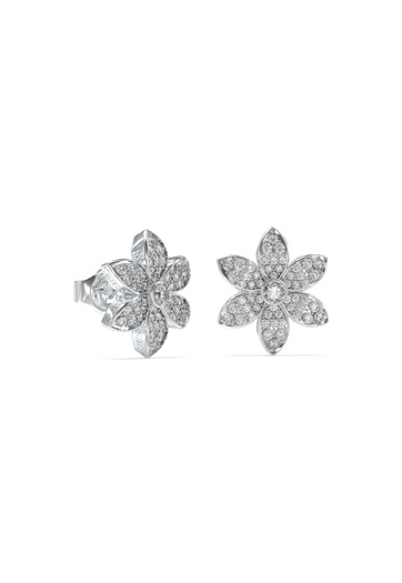 Guess White Lotus Silver Earrings - UBE04145RH