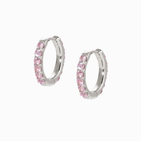 Nomination Lovelight Silver Small Hoops with Pink CZ