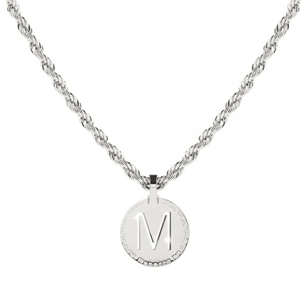 Rebecca Silver M Necklace with Rope Chain