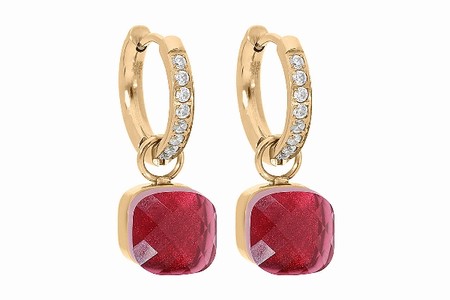 Qudo Gold Earrings Firenze Deluxe 16mm - Ruby