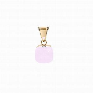 Qudo Gold Pendant Firenze 10mm - Rose Quartz Opal