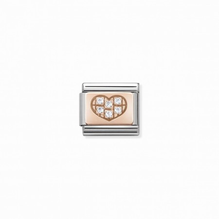 Nomination Rose Gold Heart with CZ Plate Composable Charm
