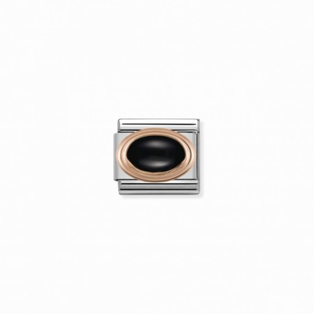 Nomination Rose Gold Oval Black Agate Stone Composable Charm