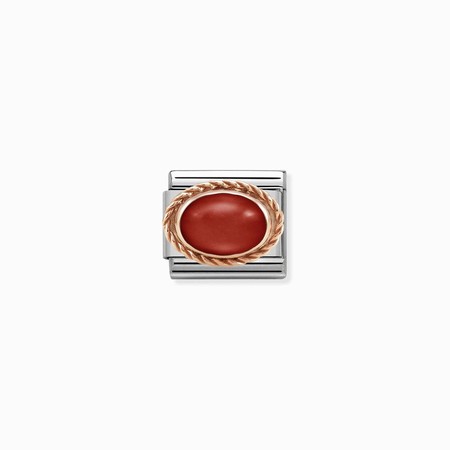 Nomination Rose Gold Oval Red Coral Stone Composable Charm