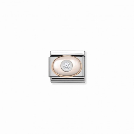 Nomination Rose Gold Pink Mother of Pearl with White CZ Stone Composable Charm
