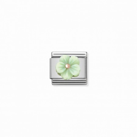 Nomination Rose Gold Raised Flower Green Mother of Pearl Composable Charm