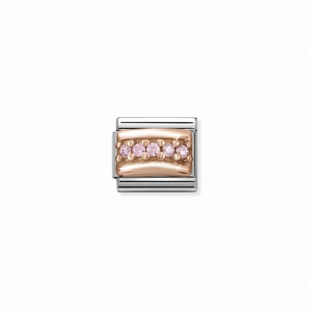 Nomination Rose Gold Pink CZ Pave Raised Composable Charm