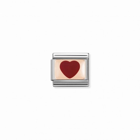 Nomination Rose Gold Red Heart Plate Composable Charm