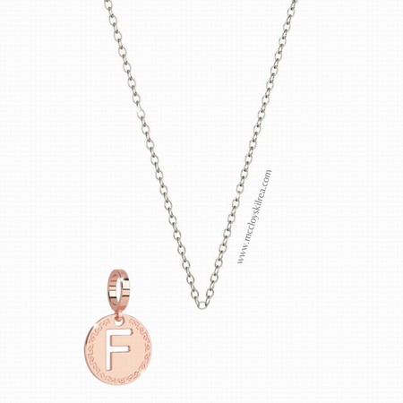Rebecca Promo Silver 17 inch Necklace with Rose Gold F