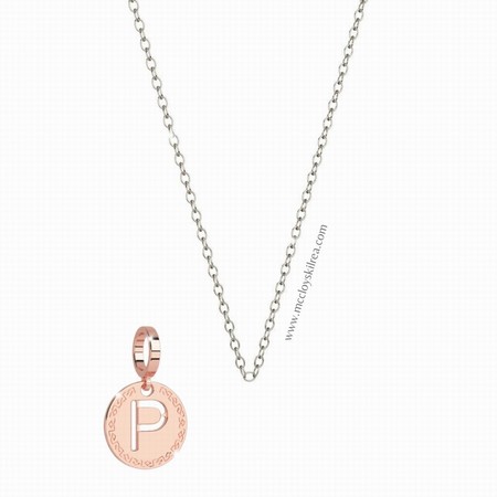 Rebecca Promo Silver 17 inch Necklace with Rose Gold P