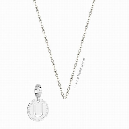 Rebecca Promo Silver 17 inch Necklace with Silver U