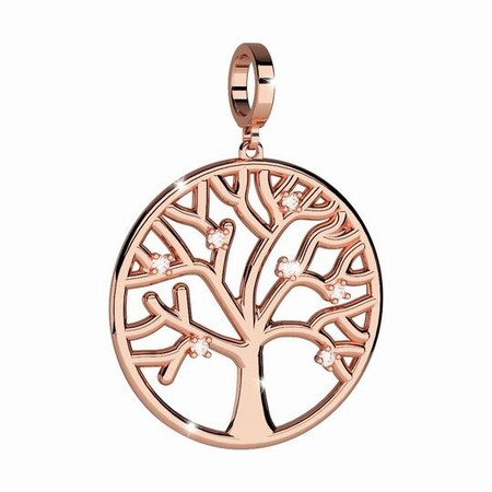 Rebecca Rose Gold Large Tree of Life Pendant With Stones