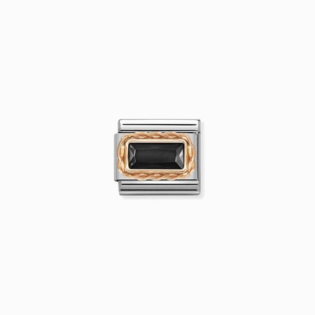 Nomination Rose Gold Faceted Baguette Black CZ Stone Composable Charm
