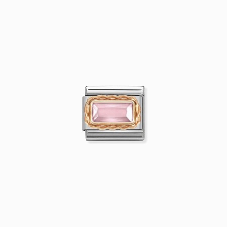 Nomination Rose Gold Faceted Baguette Pink CZ Stone Composable Charm