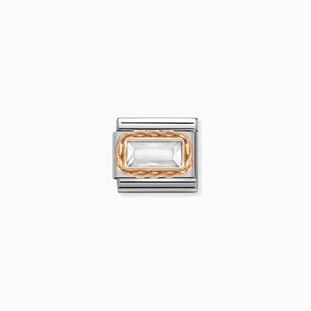 Nomination Rose Gold Faceted Baguette White CZ Stone Composable Charm