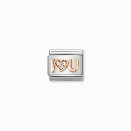 Nomination Rose Gold I Heart U with CZ Composable Charm