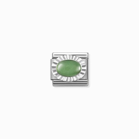 Nomination Silver Diamond Cut Oval Green Aventurine Stone Composable Charm