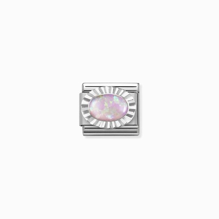 Nomination Silver Diamond Cut Oval Pink Opal Stone Composable Charm