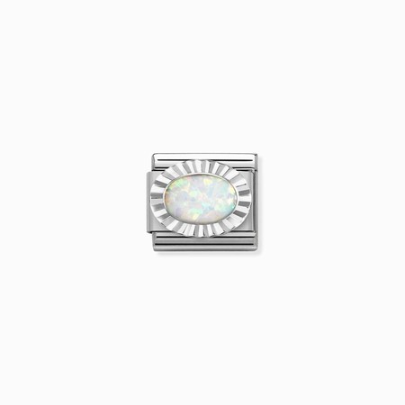 Nomination Silver Diamond Cut Oval White Opal Stone Composable Charm