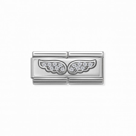 Nomination Silver Double Angel Wings CZ Composable Charm
