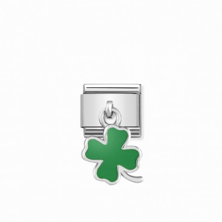 Nomination Silver Hanging Green Four-Leaf Clover Composable Charm