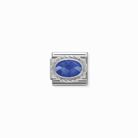 Nomination Silver Oval Blue CZ Stone Composable Charm