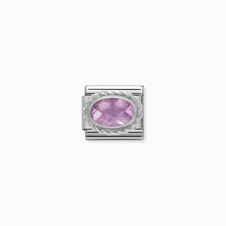 Nomination Silver Oval Pink CZ Stone Composable Charm