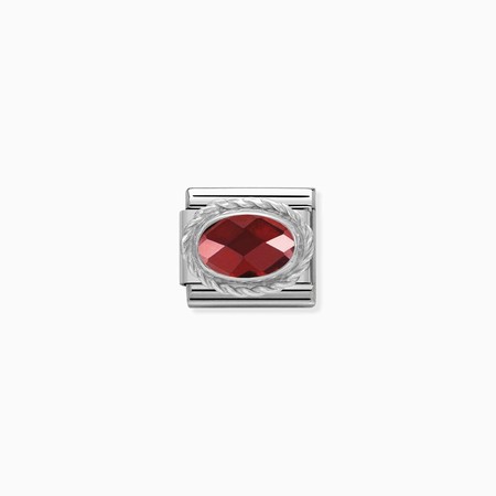 Nomination Silver Oval Red CZ Stone Composable Charm