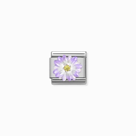Nomination Silver Purple Flower with Yellow CZ Composable Charm