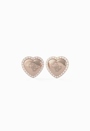Guess That's Amore Rose Gold Heart Stud Earrings