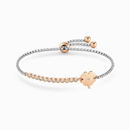 Nomination Milleluci Rose Gold & Silver Asymmetric Four Leaf Clover Bracelet