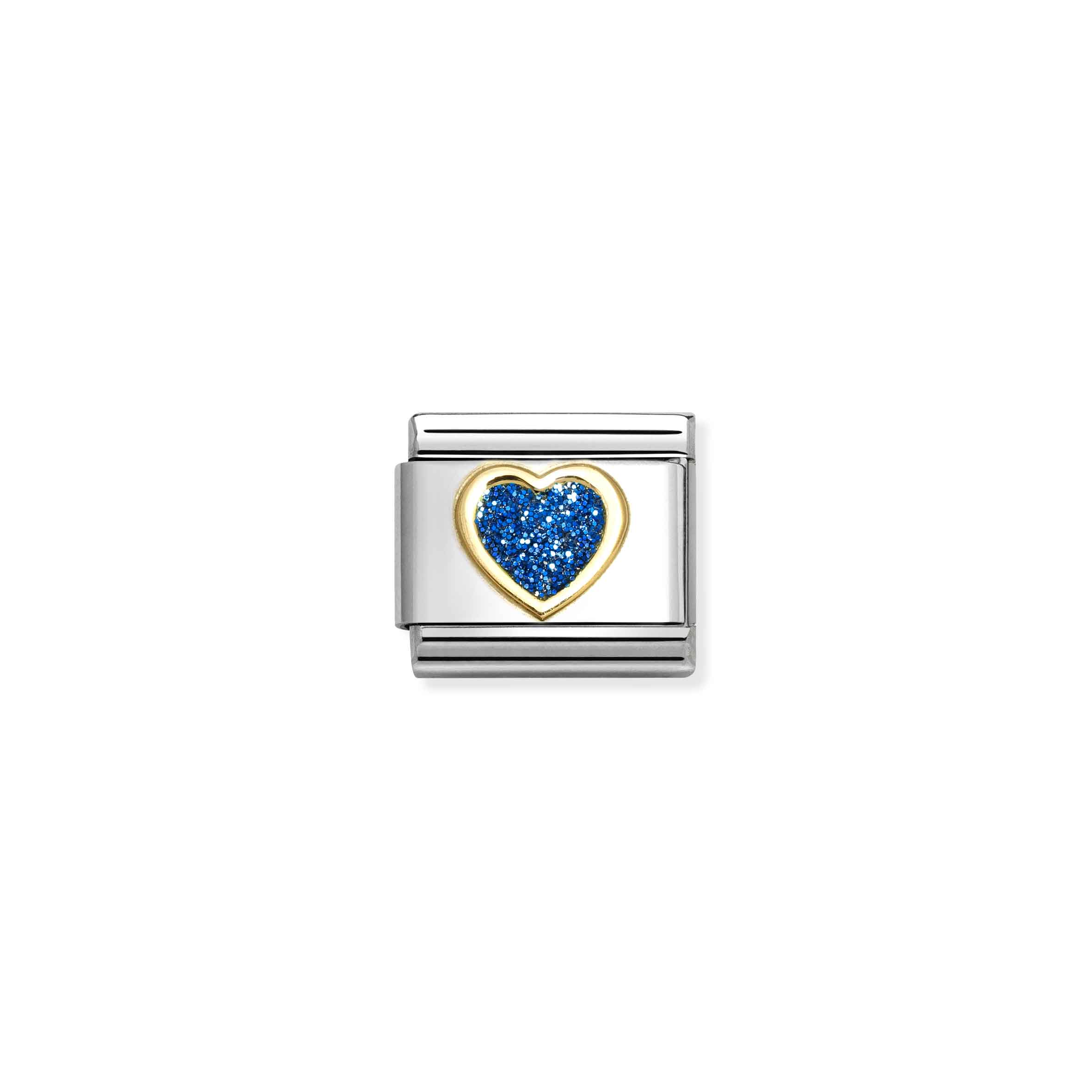 Nomination Gold Blue Glitter Heart Composable Charm