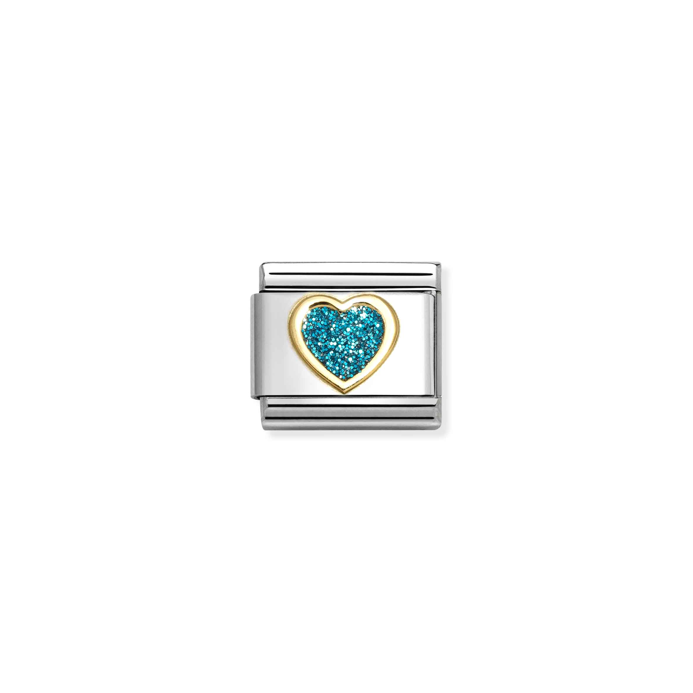 Nomination Gold Light Blue Glitter Heart Composable Charm