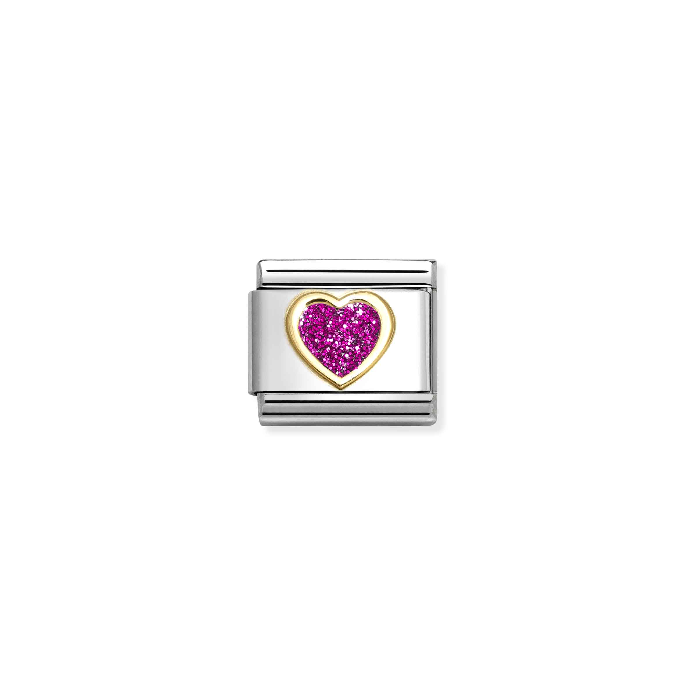 Nomination Gold Fuchsia Glitter Heart Composable Charm