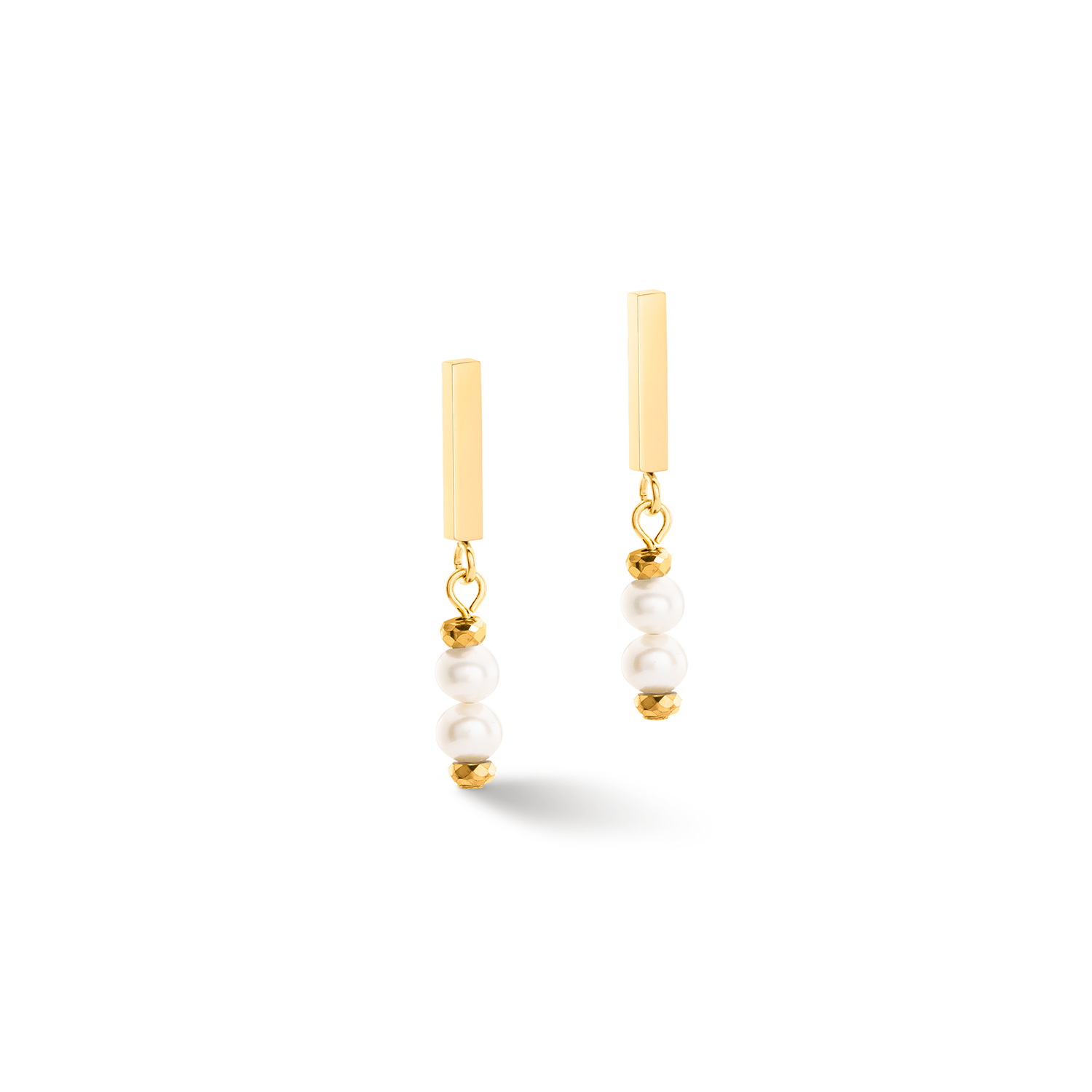 Coeur de Lion Gold White Pearl Drop Earrings 1120/21-1416