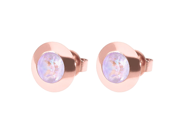 Qudo Rose Gold Earrings Tondo 9mm - Lavender Delite