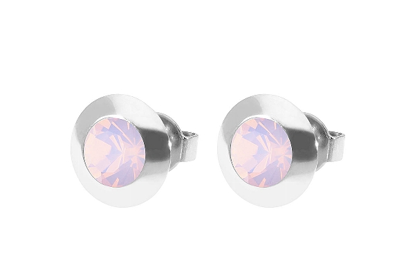 Qudo Silver Earrings Tondo 9mm - Rose Opal