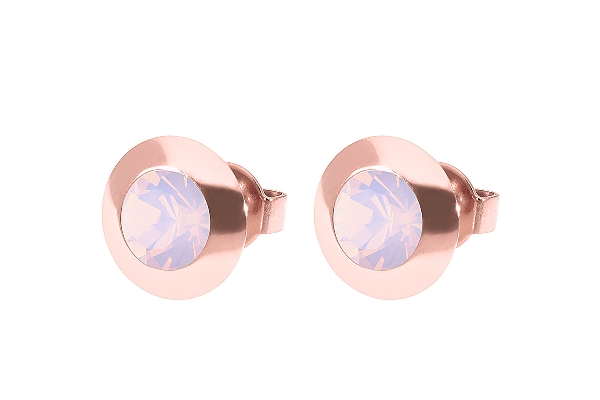 Qudo Rose Gold Earrings Tondo 9mm - Rose Opal