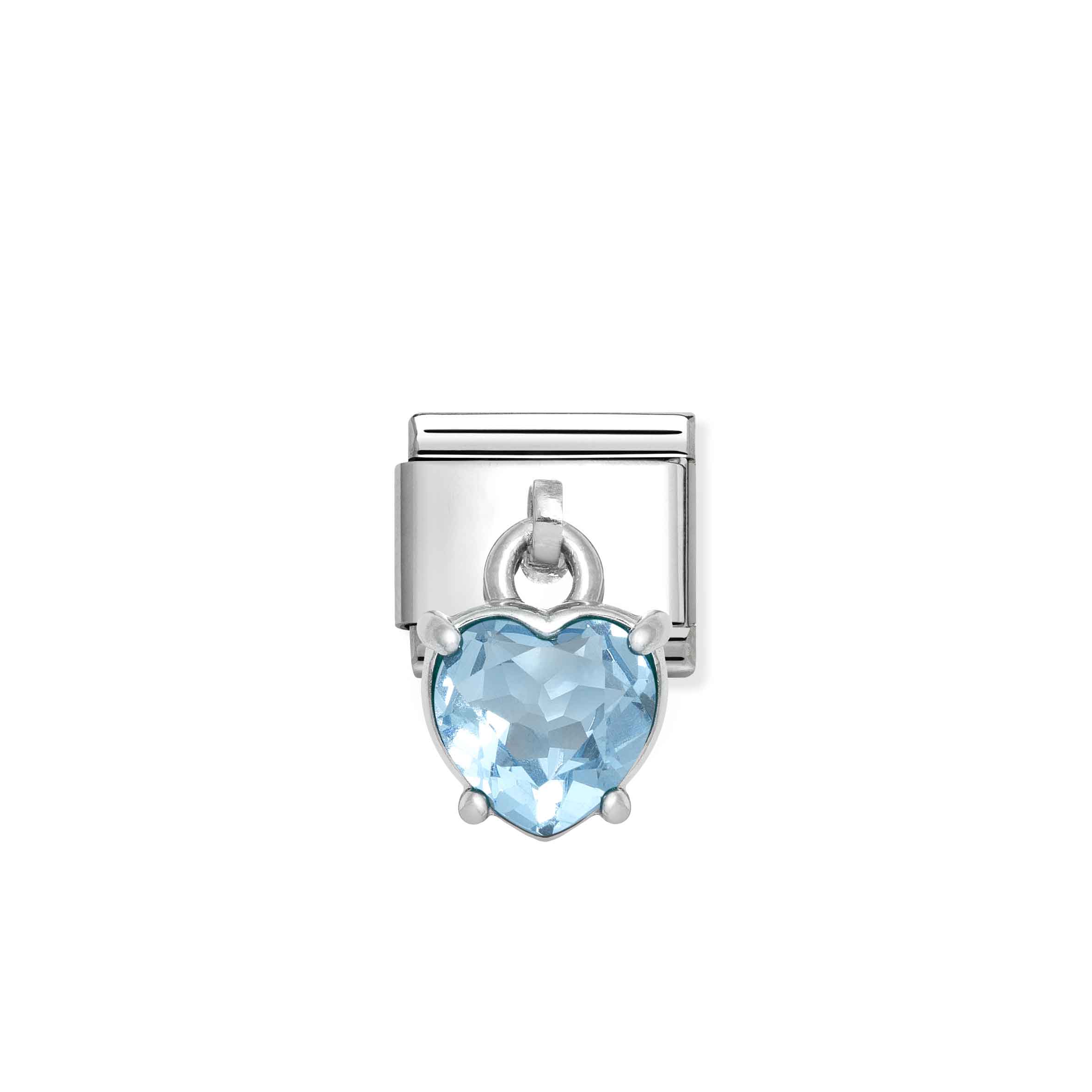 Nomination Silver Hanging Blue CZ Stone Heart Composable Charm