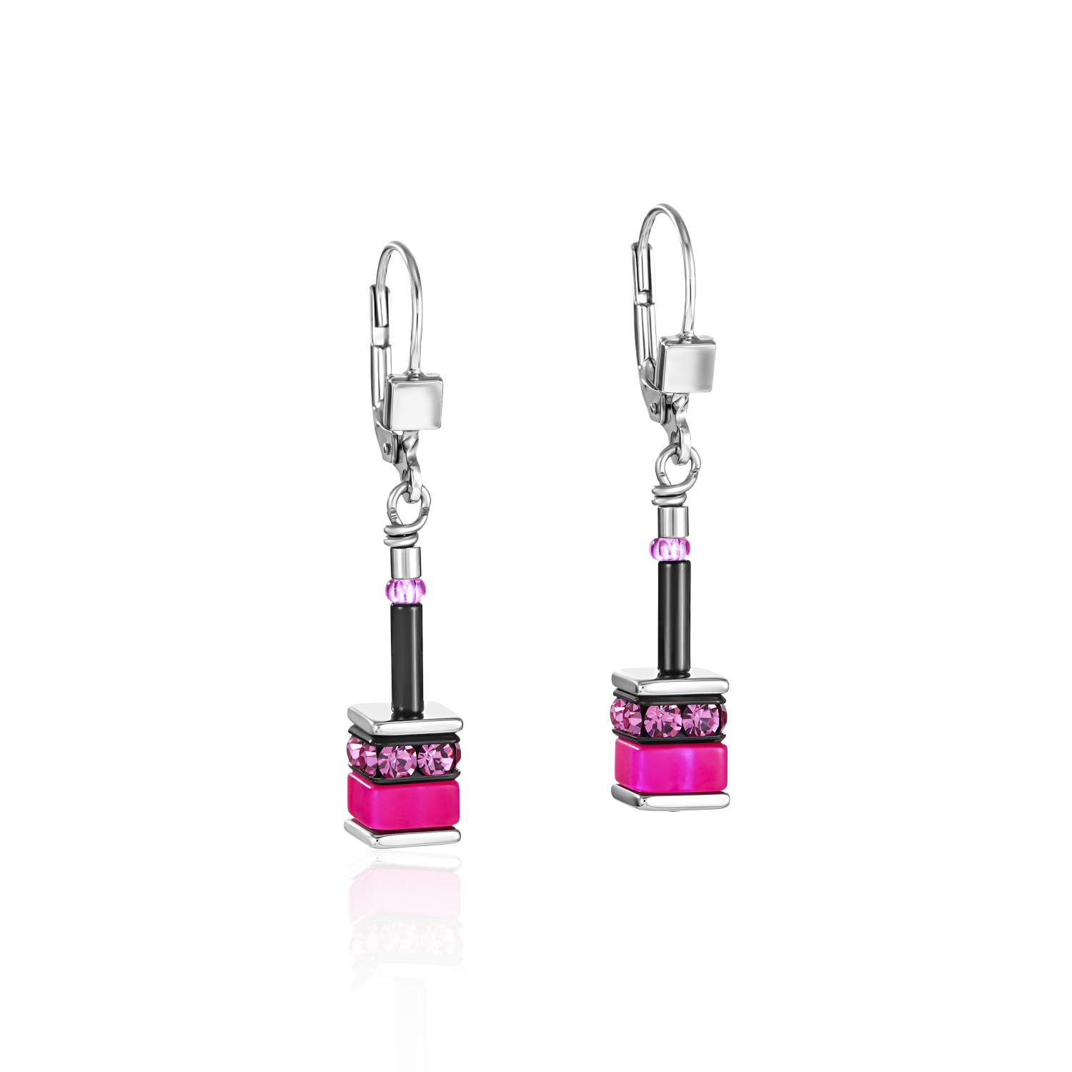 Coeur De Lion Silver & Pink Drop Earrings 4409/20-1500